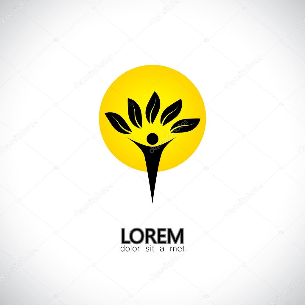 People & nature balance - eco lifestyle concept vector icon. This graphic also represents harmony, nature conservation, sustainable development, natural balance, development, healthy growth