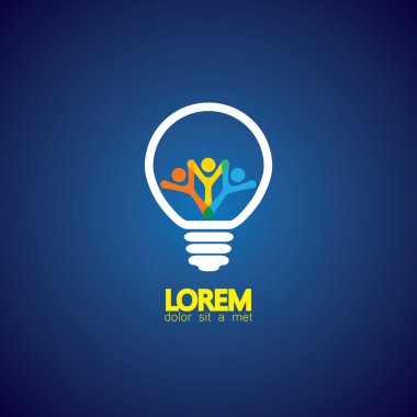 mutlu insanlar ve ampul vektör simgesi