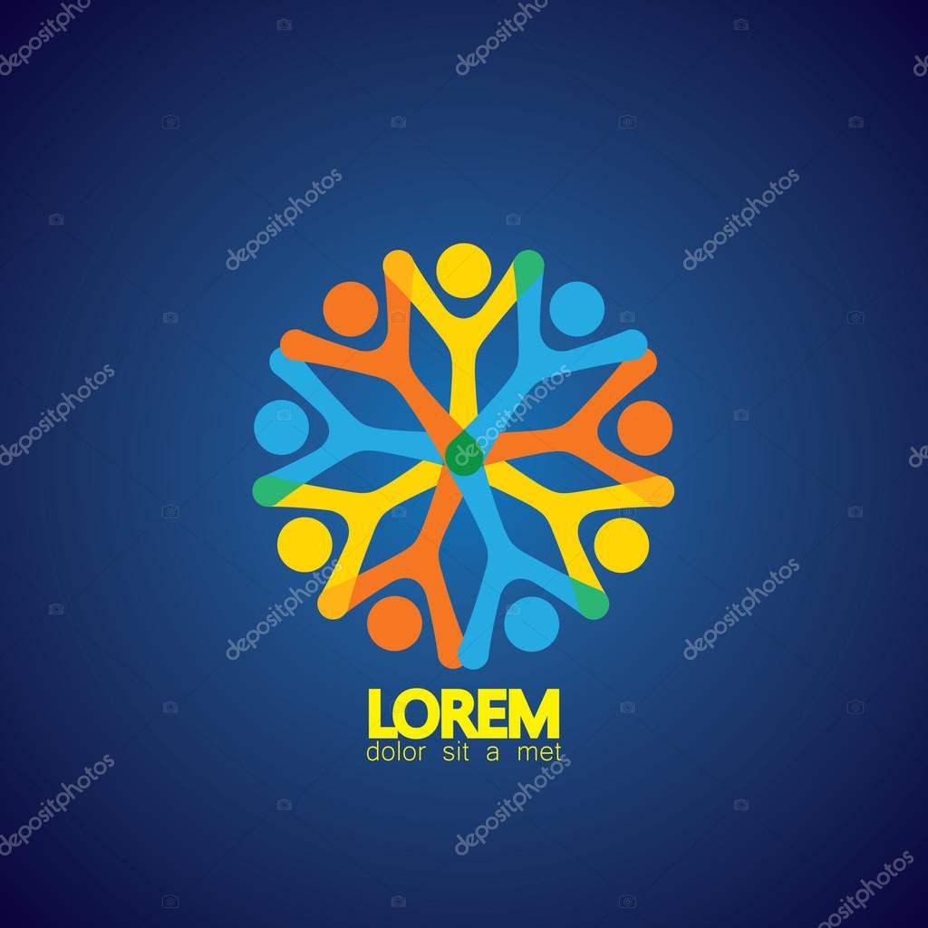 People social network as circle, team & teamwork vector icon. this also represents internet community group, creative concept, people holding hands, togetherness, bonding, close relationships
