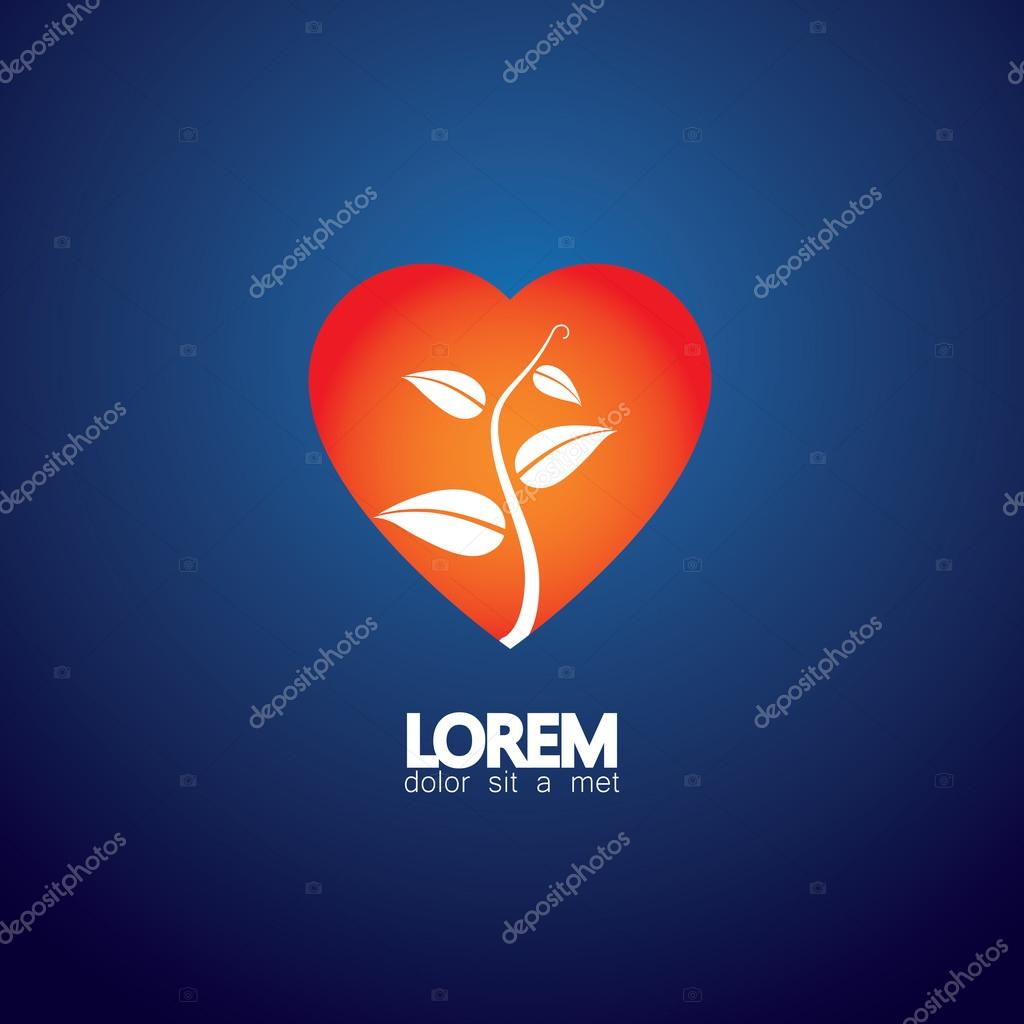 Heart and plant concept of loving nature - eco vector icon. This graphic also represents nature conservation & protection, peace & harmony, balance & synergy, etc
