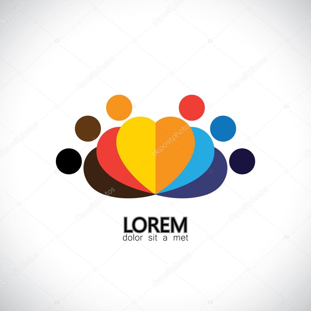 Team and teamwork, close companions - vector icon. This graphic also represents concepts like employees connected, family love, community people together, unity & solidarity, social connections