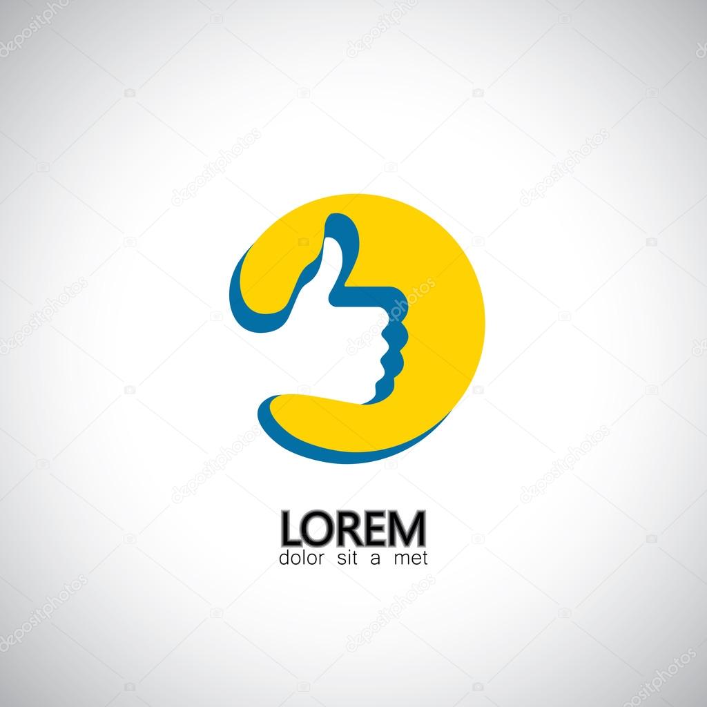 Thumbs up, approval, assent or like vector icon on a circle used in social media websites for desktops and mobile phones