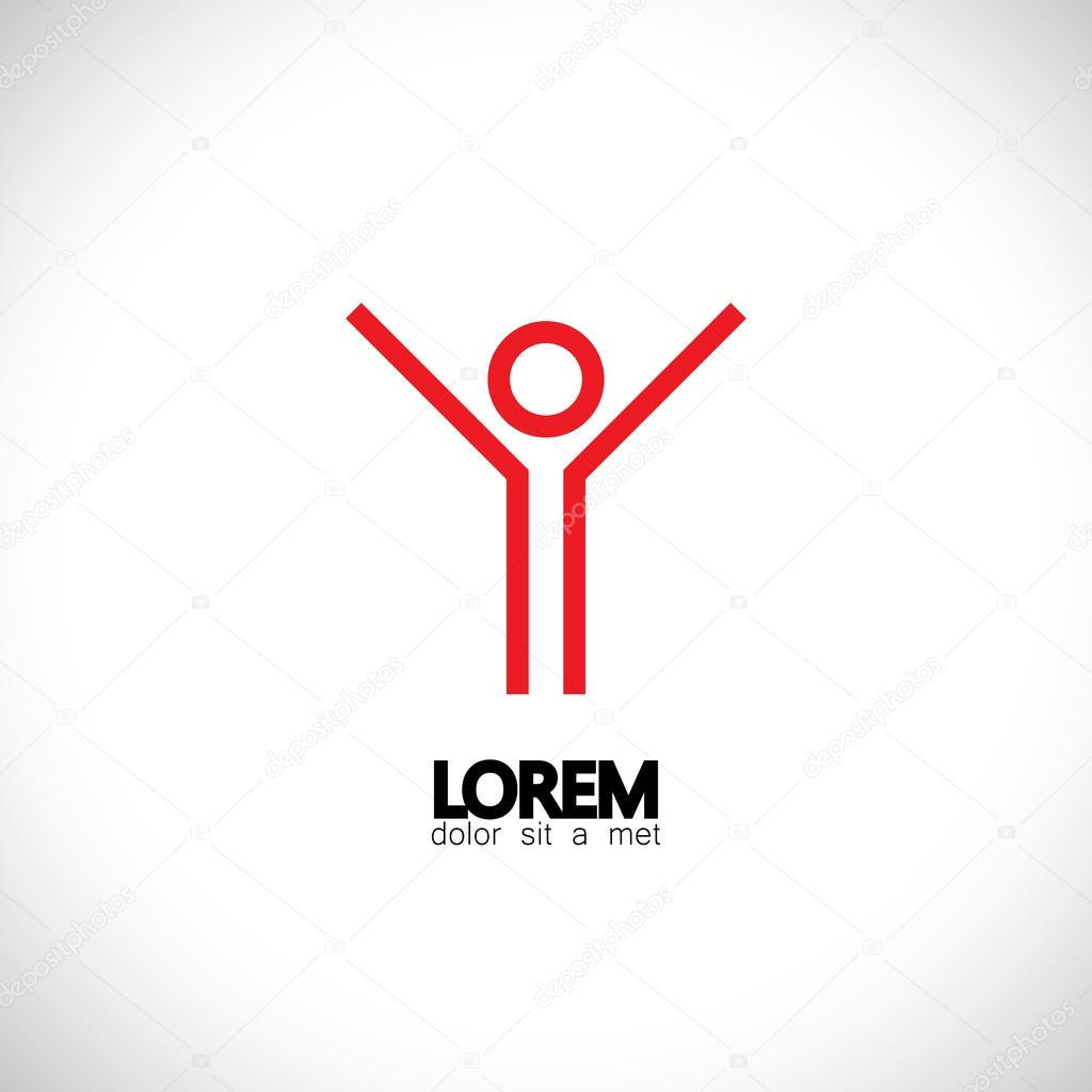 Happy, excited, motivated, energetic employee or executive or worker vector icon. This represent abstract and unique form of minimalistic design with human or person symbol shown in lines and circle