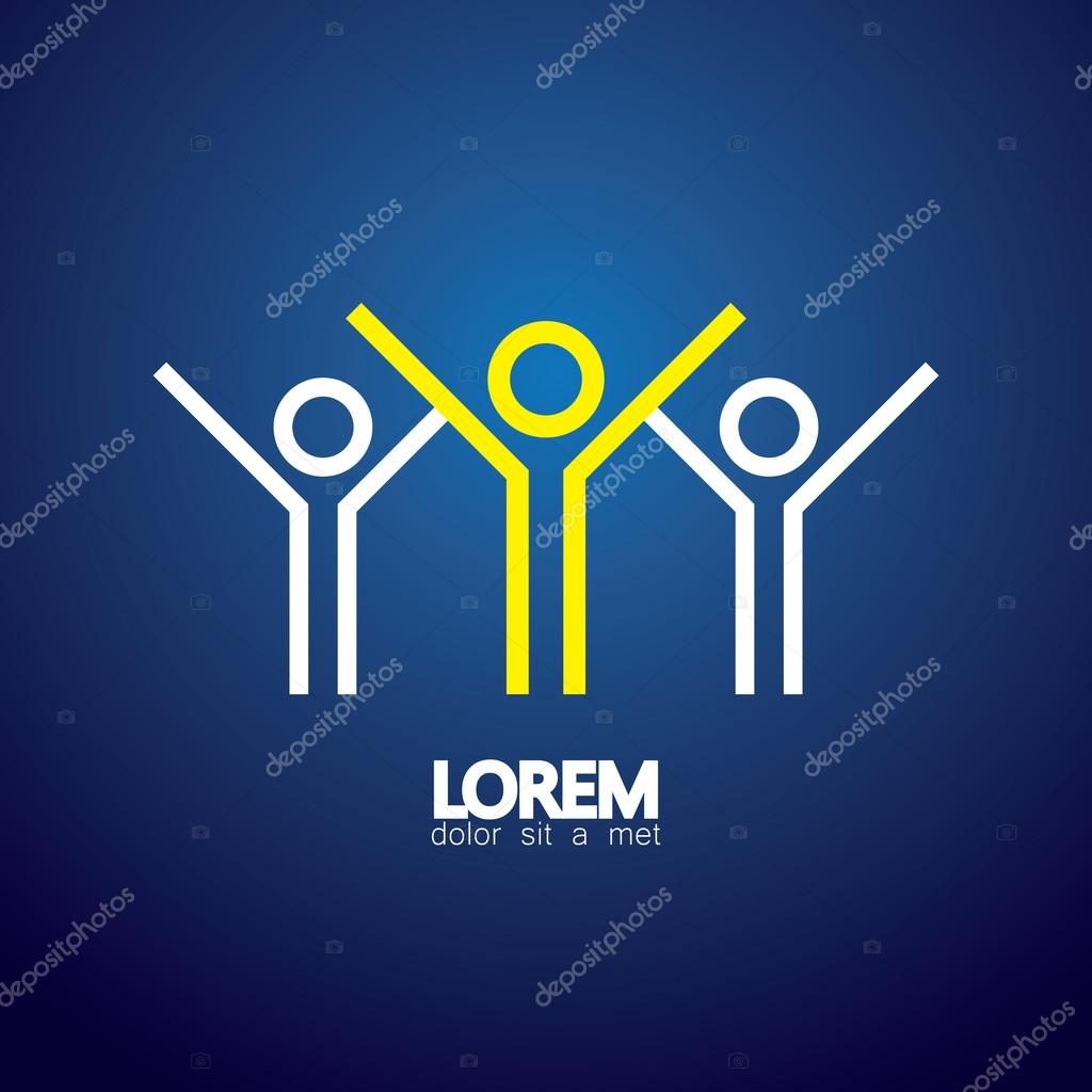 Vector icon of group of people - sign of team work, leadership. This also represents leader and followers, team & teamwork, spirit & motivation, excitement & enthusiasm