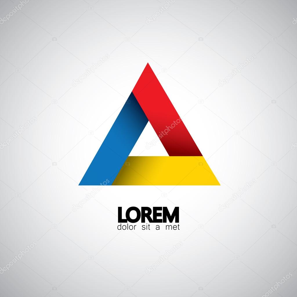 Abstract triangle vector design template icon. This also represents creative technology symbol, business media sign, infinite triangle, geometric shapes