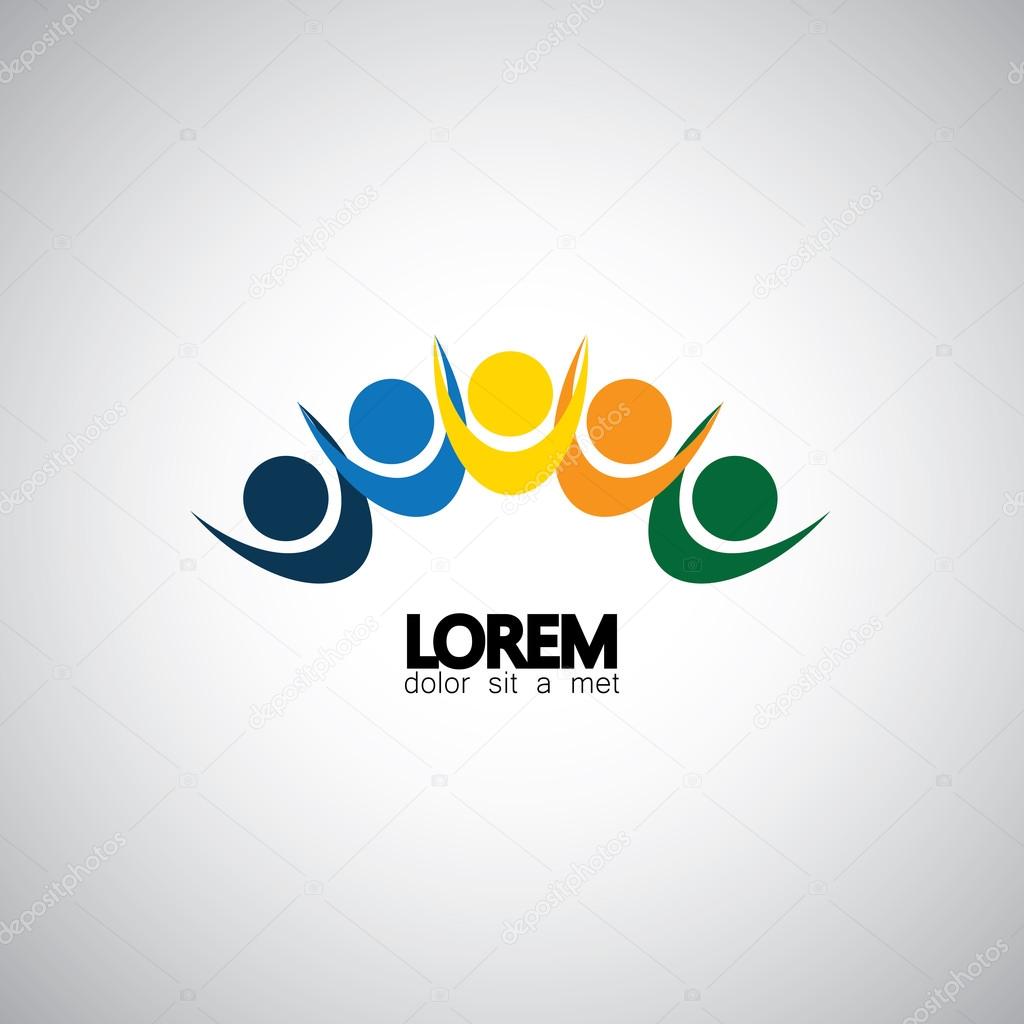 Happy & excited set of people enjoying & having fun. This vector can represent people holding hands & having good time, friends party, excited team members or employees, satisfied customers