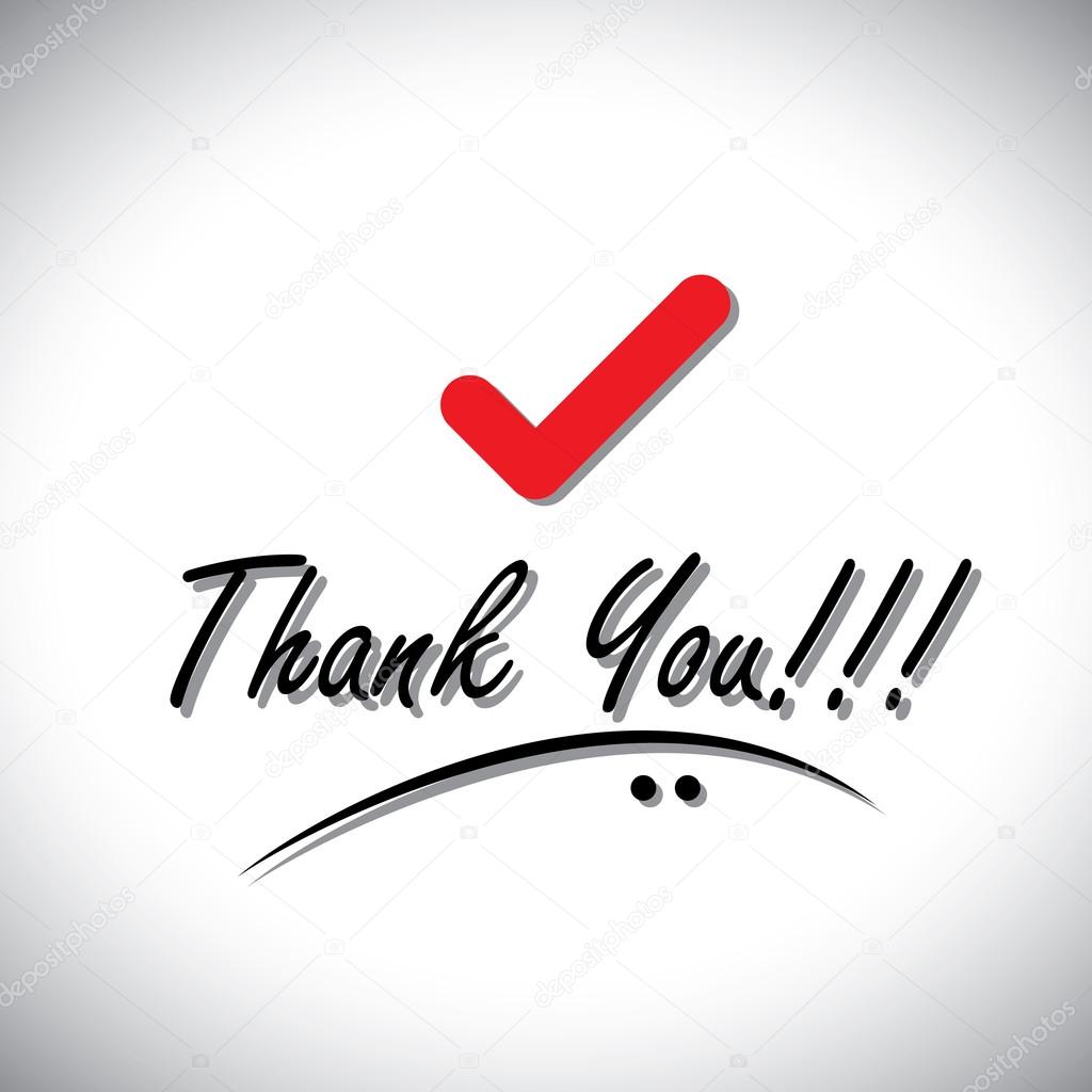 thank you handwritten words vector with check mark icon