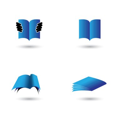 kitap simgeleri mavi renkli - vektör grafiği koymak.
