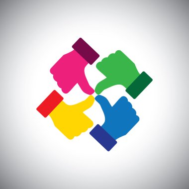 vektör simgesi renkli el - Yaşasın grup birlik kavramı