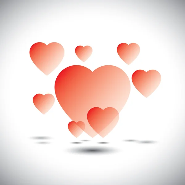 Flytande hjärtat ikoner i en dröm trädgård av kärlek - vektor icon — Stock vektor