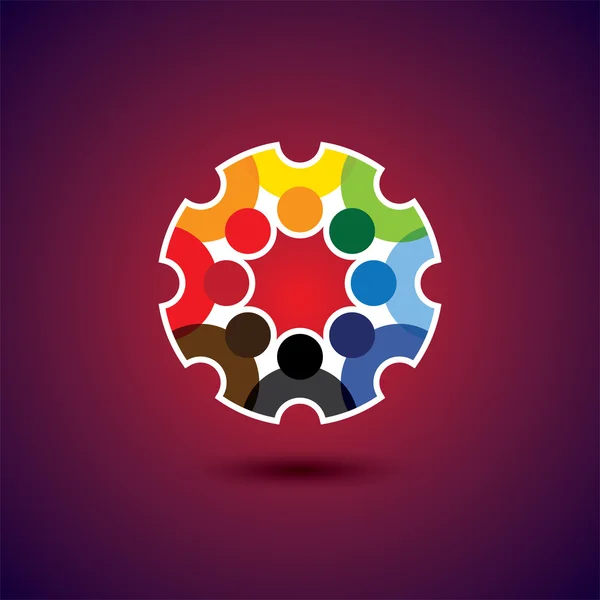 Diseño colorido de un equipo de personas o niños iconos — Vector de stock