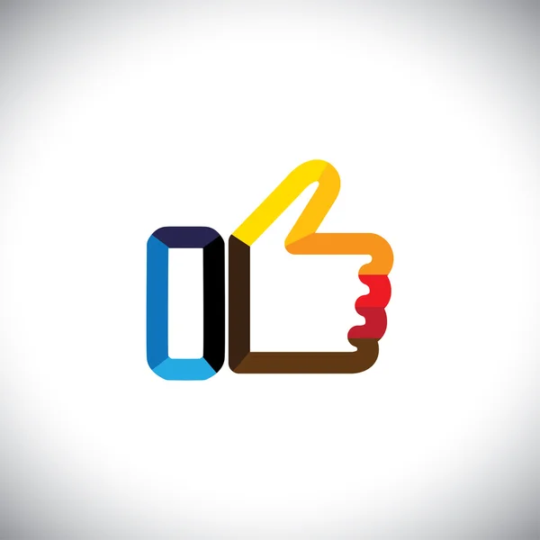 Colorful hand thumbs up symbol - like vector icon — Stock Vector