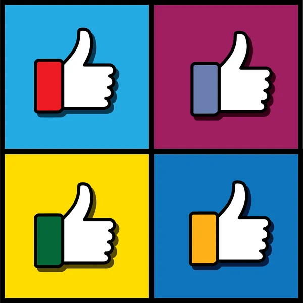 Concept vector graphic - social media like hand icons set — Stock Vector