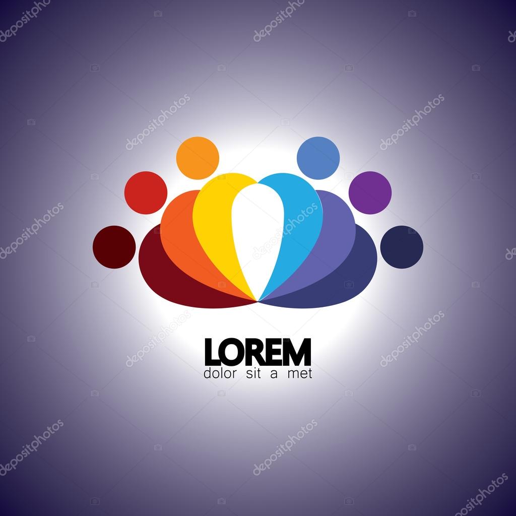 Team and teamwork of group of employees - vector icon. This graphic also represents concepts like employees connected, family love, community people together, unity & solidarity, social network