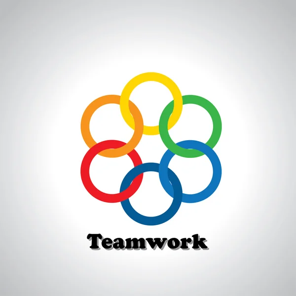 Vector icon colorful rings interlocked - teamwork concept — Stock Vector