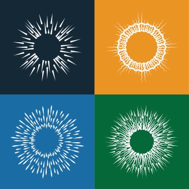güneş patlamaları Icons set vintage el sunbursts gibi çizilmiş vektör