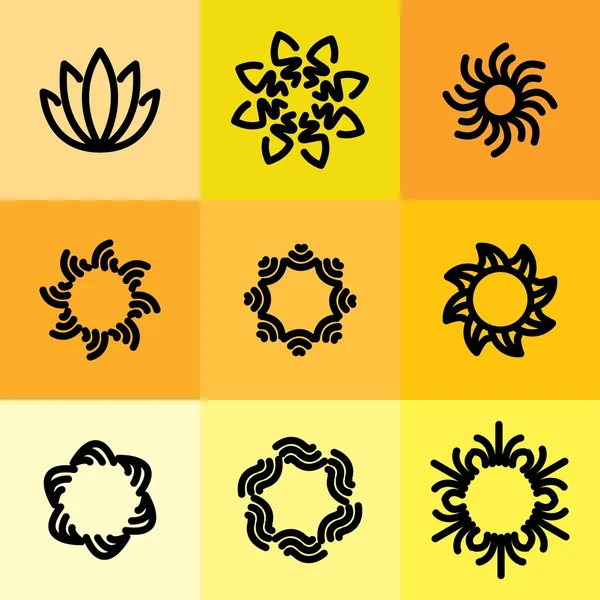 Vector icono conjunto de marcos abstractos & plantillas de logotipo en estilo de línea — Vector de stock