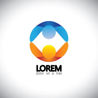 çocuklar birlikte elele - vektör logo simge oyun