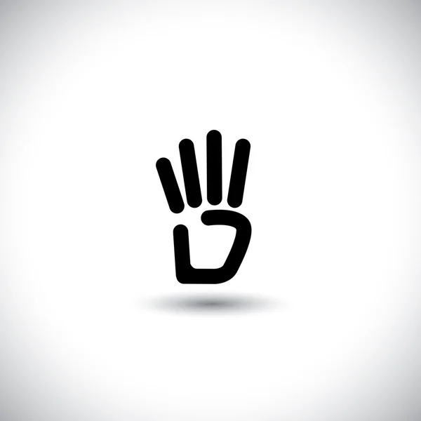 Lijn hand symbool voor nummer 4 vector logo pictogram — Stockvector