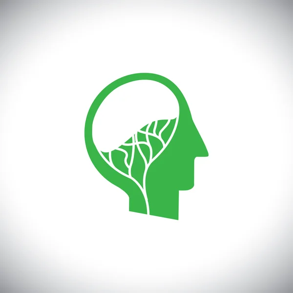 Abstract brain as tree in human head concept logo vector icon — Stock Vector