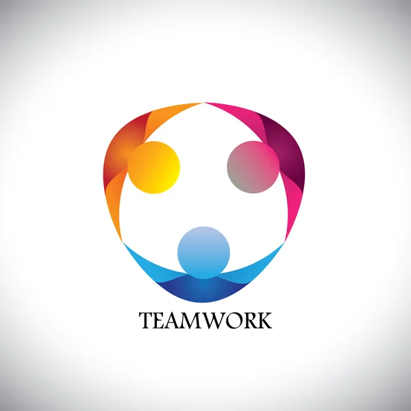 Команда абстрактных людей и командная работа - векторный логотип — стоковый вектор