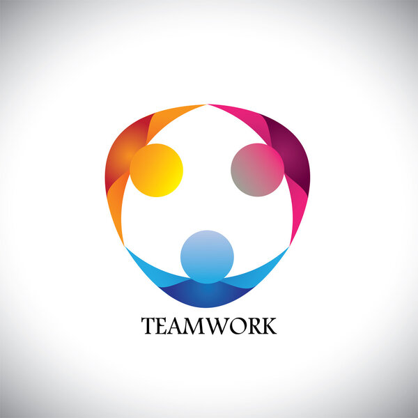 команда абстрактных людей и командная работа - векторный логотип
