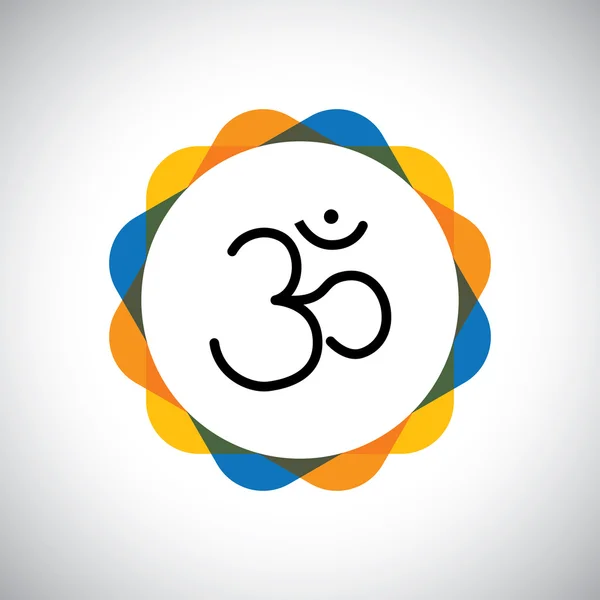Aum of om Hindoeïsme vector pictogram voor vrede in de wereld. — Stockvector