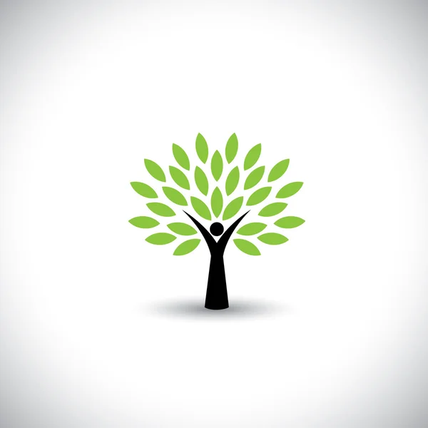 People tree icon with green leaves - eco concept vector — Stock Illustration People tree icon with green leaves - eco concept vector Royalty Free Stock Vectors