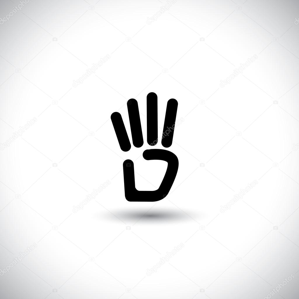 line hand symbol for number 4 vector logo icon