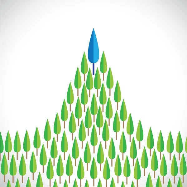 Flat vector design of pine trees with one tree as winner — Stock Illustration Flat vector design of pine trees with one tree as winner Vector Graphics