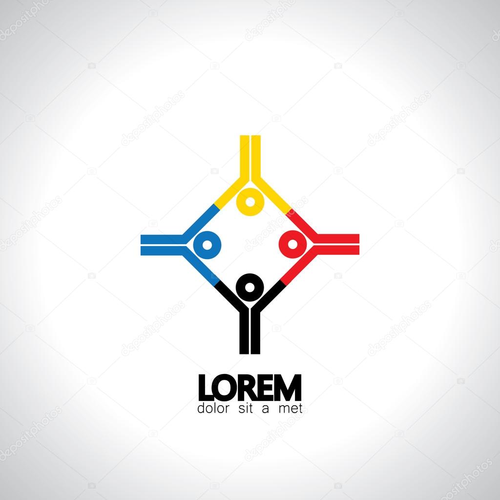 People group in circle vector icon - concept of unity, engagement. This also represents team meeting, holding hands, team work & support, people community, leadership, mentoring