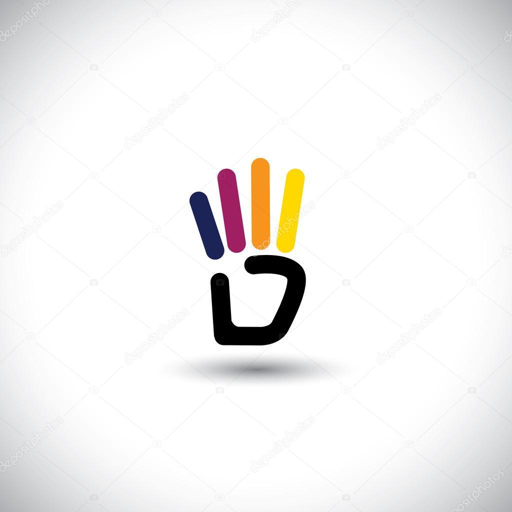 ine hand symbol for number 4 vector logo icon