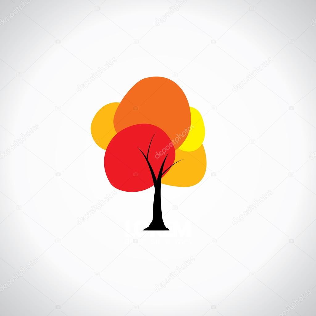 colorful unique tree with vibrant leaves - abstract concept vect