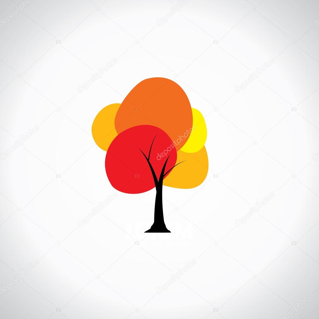 Colorful unique tree with vibrant leaves - abstract concept vector icon. this also represents lively, bright, vivid, vibrant, rich, splashy