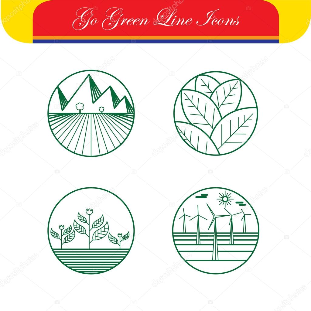 landscape & nature vector icons - abstract logo templates & line