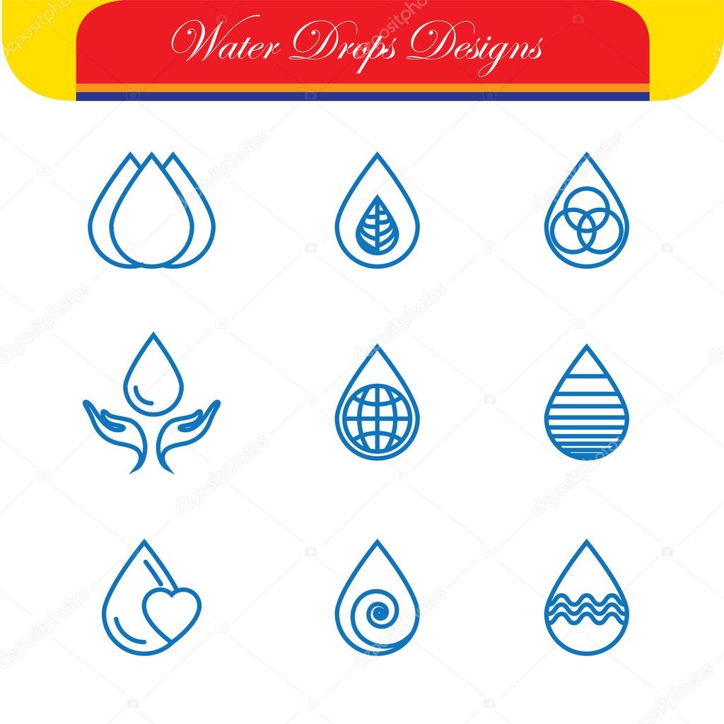 set of water drops & nature vector - abstract logo templates & l