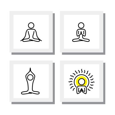 set of yoga and meditation postures - vector icons.