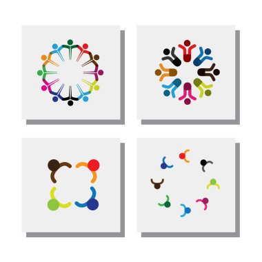 set of logo designs of children in circles - vector icons