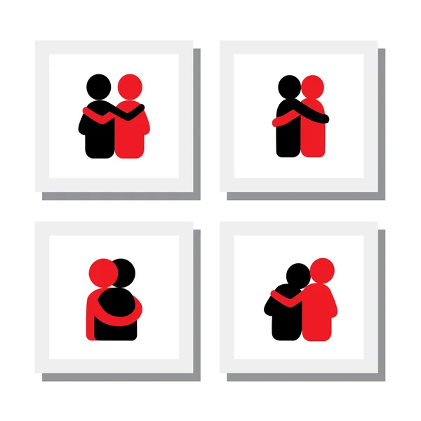 Набор логотипов друзей, обнимающих друг друга - векторные иконки — стоковый вектор
