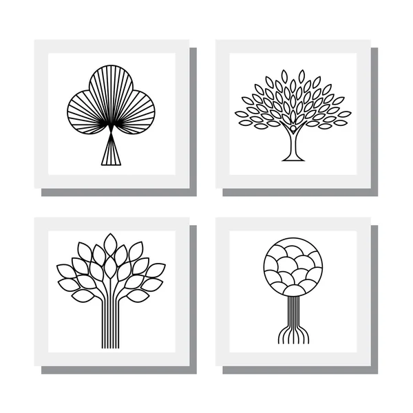 Abstract organic tree line icons logo vectors - eco & bio design — Stock Vector