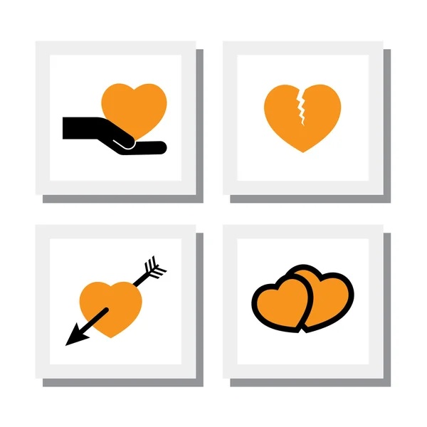 Conjunto de diseños corazón y amor, divorcio y ruptura - iconos vectoriales — Archivo Imágenes Vectoriales