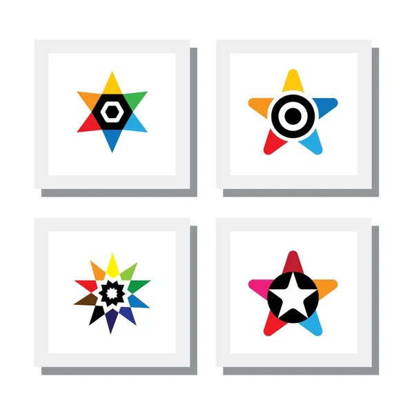Set of logo designs of colorful stars - vector icons — Stok Vektör