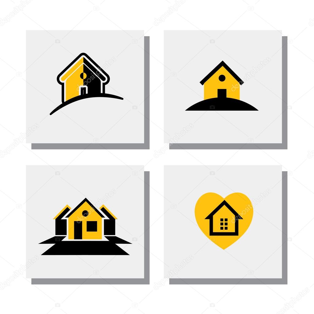 Set of logo house or home designs - vector icons. this also represents concepts of small residential units, apartments, real estate units, property for sale, lease or rent