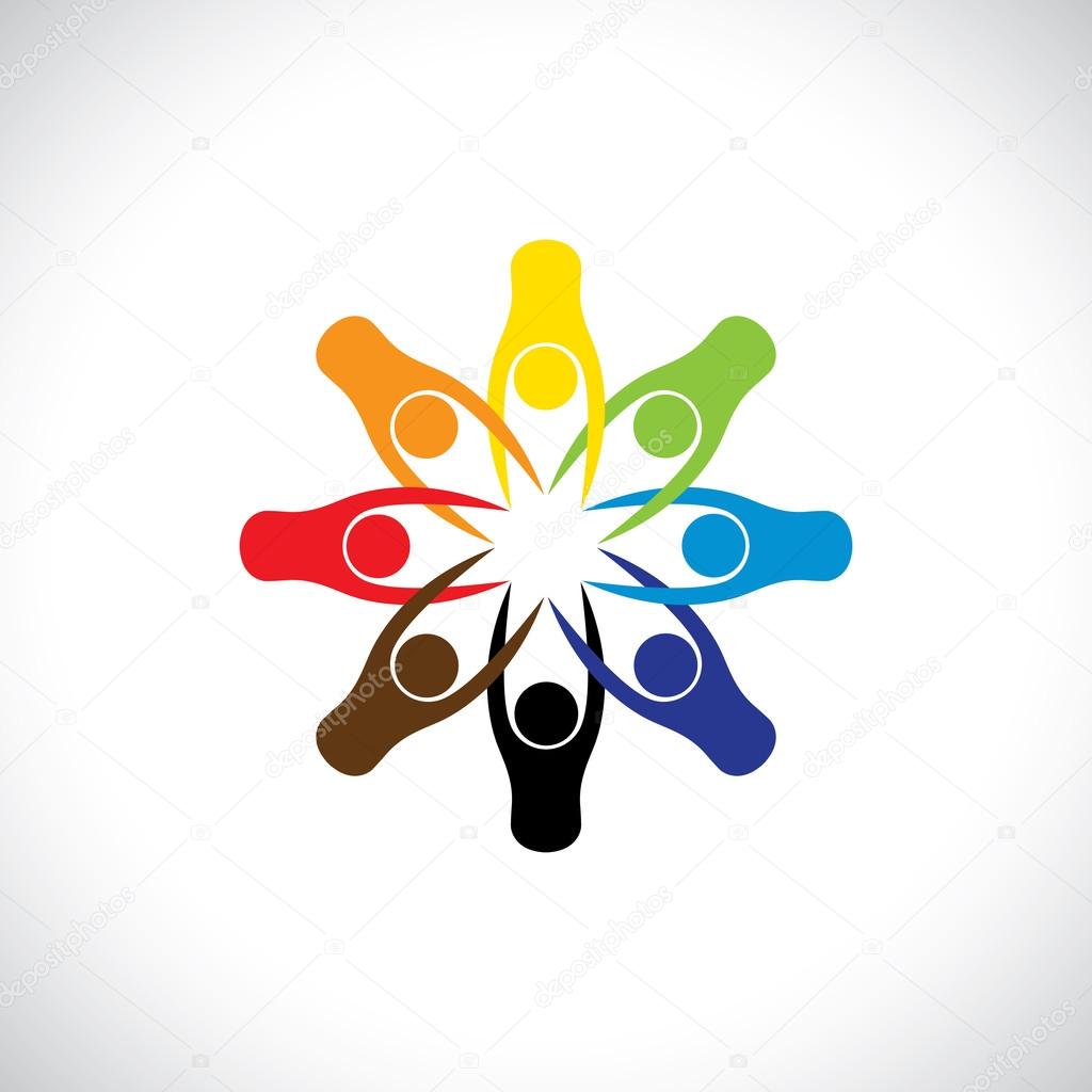 people icons in circle - vector concept engagement, togetherness