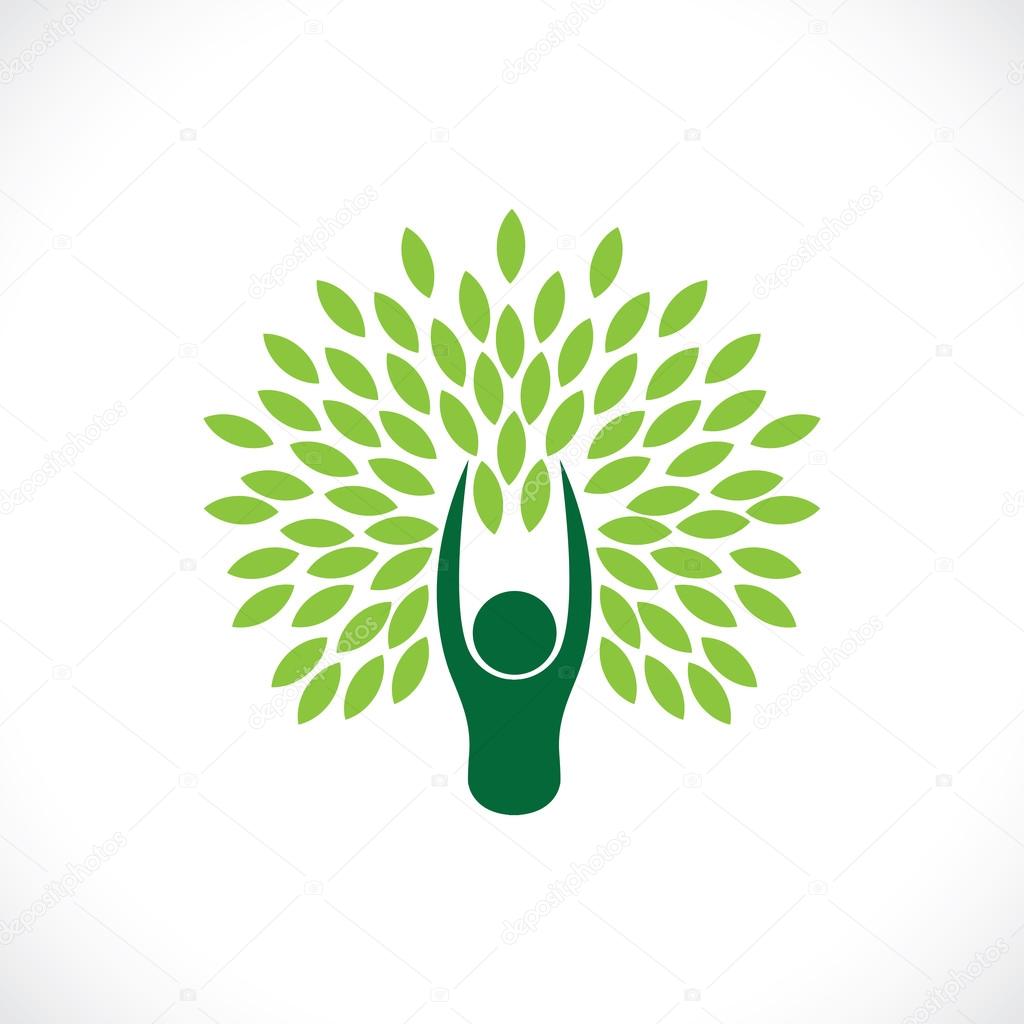 person as tree one with nature - eco lifestyle concept vector.