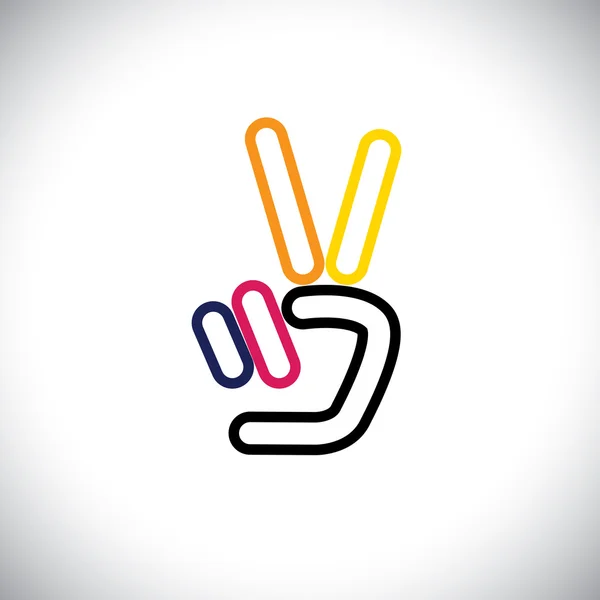 V victoria de la mano, número 2 símbolo vector logotipo línea icono — Vector de stock