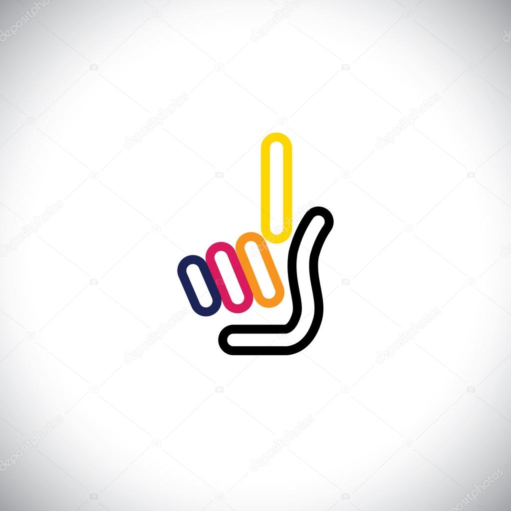 Palm with index finger as one - line vector icon. this graphic also represents concepts like out in tennis or cricket, one time, once, raising finger, number one, first