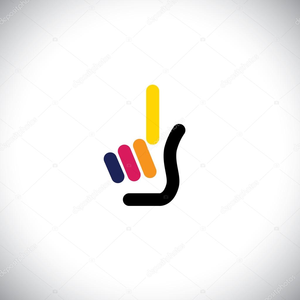 palm with index finger as one concept vector icon