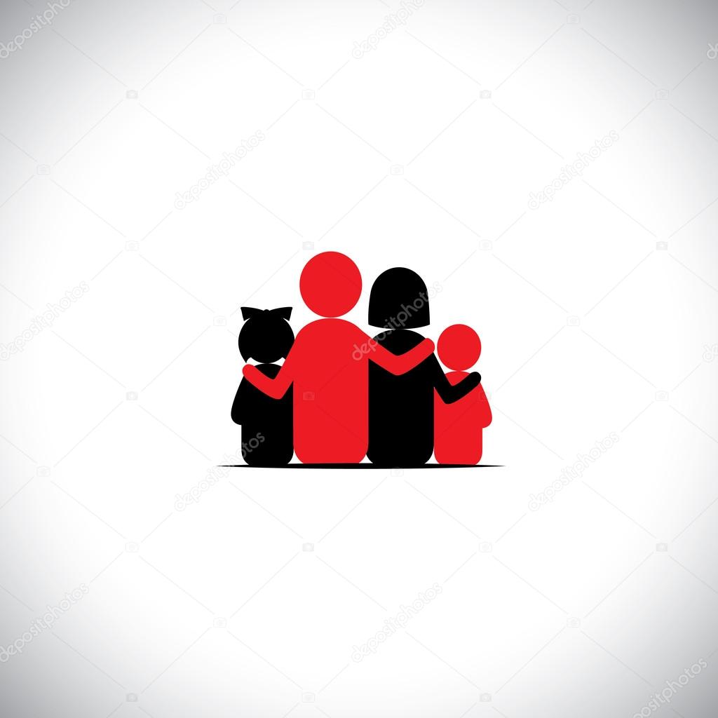 parents and children together relationship bonding - vector icon