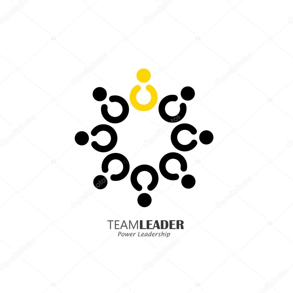 Flat vector design of circle of happy motivated people with a leader. this vector also represents leadership, team and teamwork, community, being together